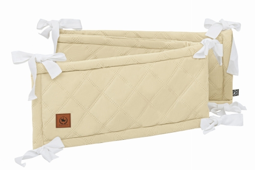 Ochranič do postýlky 30x180 vanilková béžová, prošívaný velvet