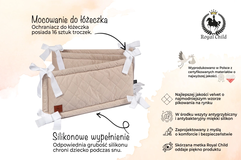 Ochraniacz do łóżeczka kremowy velvet.webp