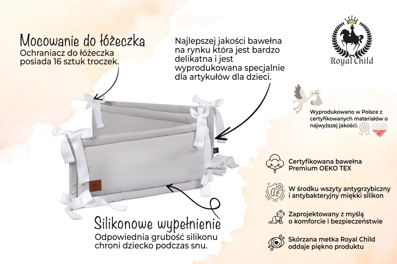 Ochraniacz do łóżeczka szary.webp